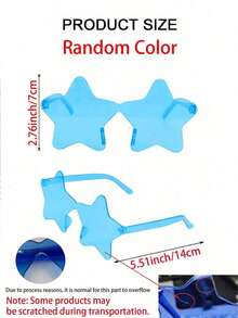 10pcs- Frameless Star-Shaped Transparent Glasses, Frameless Party Small Gifts, Frameless Glasses, Heart-Shaped Fashionable Glasses, Five-Pointed Star Frameless Glasses, Fun Candy-Colored Star Glasses Are Suitable For Graduation Gifts, Beaches, Summer, Swimming Pools, Birthday Party Supplies, Gift Bag Gifts (Random Colors) - Star Pattern - View 5
