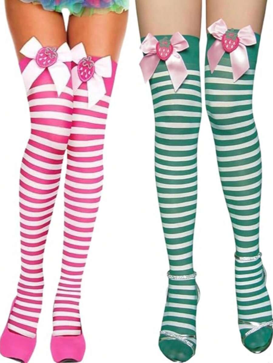 1 đôi tất sọc nylon dành cho nữ - Nhiều màu - Xem 1