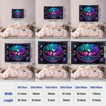 1pc Bohemian Style Tree Of Life Pattern Tapestry, Modern Polyester Square Decorative Wall Hanging Suitable For Living Room And Bedroom - Multicolor - View 4