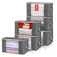 1个拉链式毯子收纳袋，无纺布可折叠床上用品整理袋，大容量收纳袋，适用于毯子、枕头、被子、床单，带透明窗口，可用于节日装饰、房间装饰、家居装饰、卧室装饰、收纳、家居整理，也可收纳女士白色T恤、女士黑色裤子、女士冬装、连衣裙。 - 灰色 - 查看 15