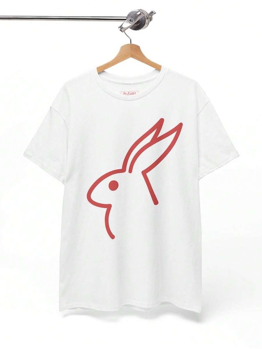 Grfico Line Rabbit T1S1Hirt Negro, Blanco Rosa TheEaterRabbit.
