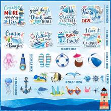 27pcs Nautical Theme Magnetic Decorations, Large Sailing Style Magnets With Interesting Ship Patterns Suitable For Doors And Refrigerators, Comes With 3 Pens - Multicolor - View 8