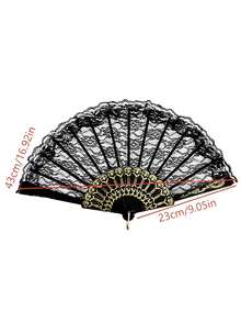 5pcs Lace Retro Folding Fans, Suitable For Gothic Theme Parties, Birthday Parties, Wedding Parties, Stage Props, And Photography Props - One Size Fits All - View 9