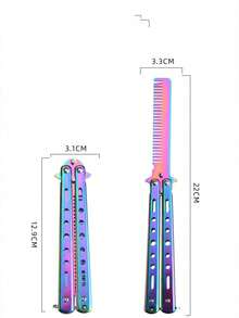 1pc Uncut Stainless Steel Butterfly Training Comb, Foldable Portable Cool Tool For Men, Suitable For Home Use, Street, Christmas, Halloween, Back To School Gift - Multicolor - View 4