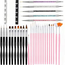 32件套美甲画笔美甲工具套装，包含勾线笔、点珠笔、UV凝胶笔等，适用于美甲沙龙和家庭使用。 - 彩色 - 查看 10
