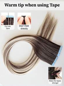 WaveTrip 10pcs Women'S Mini Tape-In Hair Extensions, 24 Inch Straight Hair Kanekalon Synthetic Hair Extensions, Not Fading, Seamless & Invisible For All Hair Types 10Pcs/Pack 35g - Multicolor - View 3
