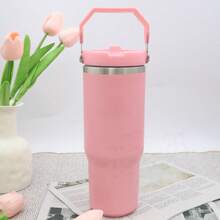 [Gift Ideas]IceFlow Flip Straw Tumbler With Handle 30 Oz Large Capacity | Twist On Leakproof Lid | Stainless Steel Vacuum Insulated | For Gym Office | Pink Mesa | Valentine's Day Gifts For Her Mom Mother's Day New Year Gifts For Him Christmas Dresses - 粉色 - 查看 2