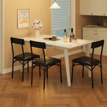 Metal And Wood Rectangular Table With 4 Upholstered Chairs,5 Piece Dining Table Set - Juego de dos sillas de comedor - Ver 3