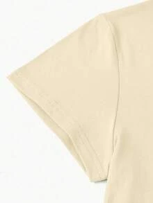 Women's Short-Sleeved 'Bride' T-Shirt In Pink Gradient With Sparkling Stars, 100% Polyester, Round Neck, Casual Style, Summer 2026, Machine Washable - 杏色 - 查看 3