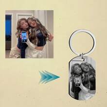Personalized Photo Engraved Keychain - Customized Dog Brand Style Men's, Boyfriend, Father Keychain Customized Engraved Photo Keychain - Personalized Laser Engraved Keychain With Heart Design Durable Metal Keychain Suitable For Men And Women Valentine's Day Christmas Family Gift Black Keychain Accessory Romantic Gift Elegant Accessory - Multicolor - View 3