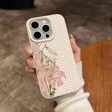 1pc TPU Material Cute Polka Dot Lily Floral Pattern Phone Case Compatible With IPhone 17 Pro Max/17/16 Pro Max/15/13/12/11, S20 FE/A15/S24/A55, Note 11/Note 12/Note 13 Pro, Full Coverage Anti-Drop Soft Protective Phone Cover - White - View 4