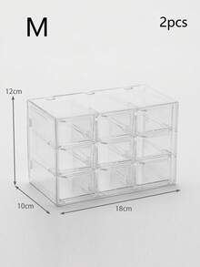 Contact Lenses Storage Box; Disposable Drawer-Style Transparent Dust-Proof Desktop Storage Box, Makeup Room Decor,Makeup Bag,Travel Essential - Clear - View 11