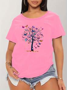Camiseta Casual de Manga Corta con Estampado Personalizado - Blanco - Ver 11