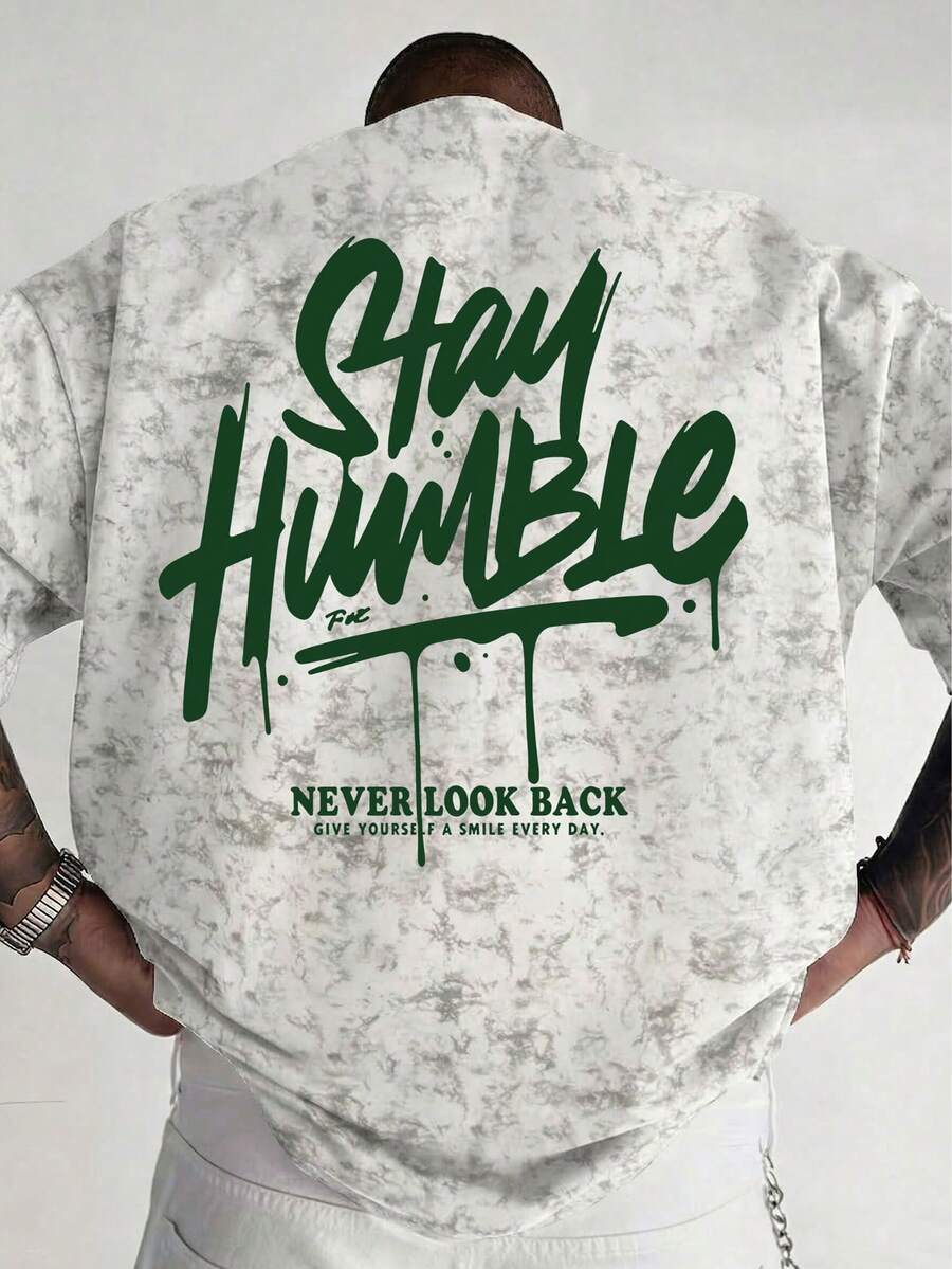 American Tie-Dye Short Sleeve T-Shirt Men 2026 New Summer Round Neck Casual Versatile Print Half Sleeve Pattern Loose Street Style Top - White - View 1