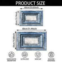 1pc Blue-Gray Gradient Concentric Rectangle Pattern Design Microfiber Bath Rug, Non-Slip And Super Soft Bathroom Floor Rugs, Doormat, Bathroom Water Absorption Mat, Machine Washable, Low Pile, TPR Backing, Knit Fabric, ForBathroom, Bedroom, Kitchen, Entryway, Indoor & Outdoor Use, Bathroom Accessories & Decor, Perfect New Home Gift. - A - View 3