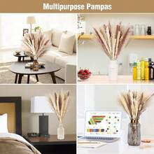 100 PCS Pampas Grass Bundle - Dried Rattan Reeds For Boho Home Decor, Wedding Centerpieces, Christmas Party Supplies. - 100 PCS - View 3