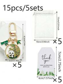 30pcs/15pcs "Panda Forest" Themed Keychain Gift Set – Featuring Cute Cartoon Panda Designs And Bamboo Elements, This Set Is The Perfect Choice For Birthdays, Animal-Themed Parties, Weddings, Themed Gatherings, And More. - One Size Fits All - View 7