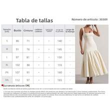 Vestido primavera mujer estilo europeo cuello cuadrado liso combinado plisado elegante para uso diario y oficina - Blanco - Ver 7