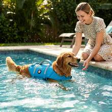 Metglad High Buoyancy & Reflective Pet Life Jacket, Thick Rescue Handle And Metal D-Ring Protect Dogs During Water Activities, Adjustable Size Suitable For Small, Medium And Large Dogs - Baby Blue - View 5