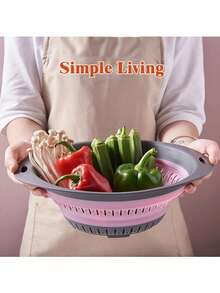 1 pieza Colador plegable, Cesta colgante para lavar frutas y verduras, Cesta escurridor plegable, Diseño minimalista de dos colores, Artículo esencial de cocina - S - Ver 1