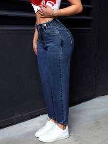 PETITE Pantalones vaqueros versátiles de ajuste entallado con bolsillos para mujer - Azul lavado oscuro - Ver 7