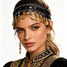 1 chiếc mũ đội đầu múa bụng phong cách Bohemian - Dây đeo đầu lấp lánh có thể điều chỉnh, thích hợp cho đám cưới/lễ hội/câu lạc bộ, vương miện tóc phong cách retro Y2K. - Nhiều màu - Xem 3