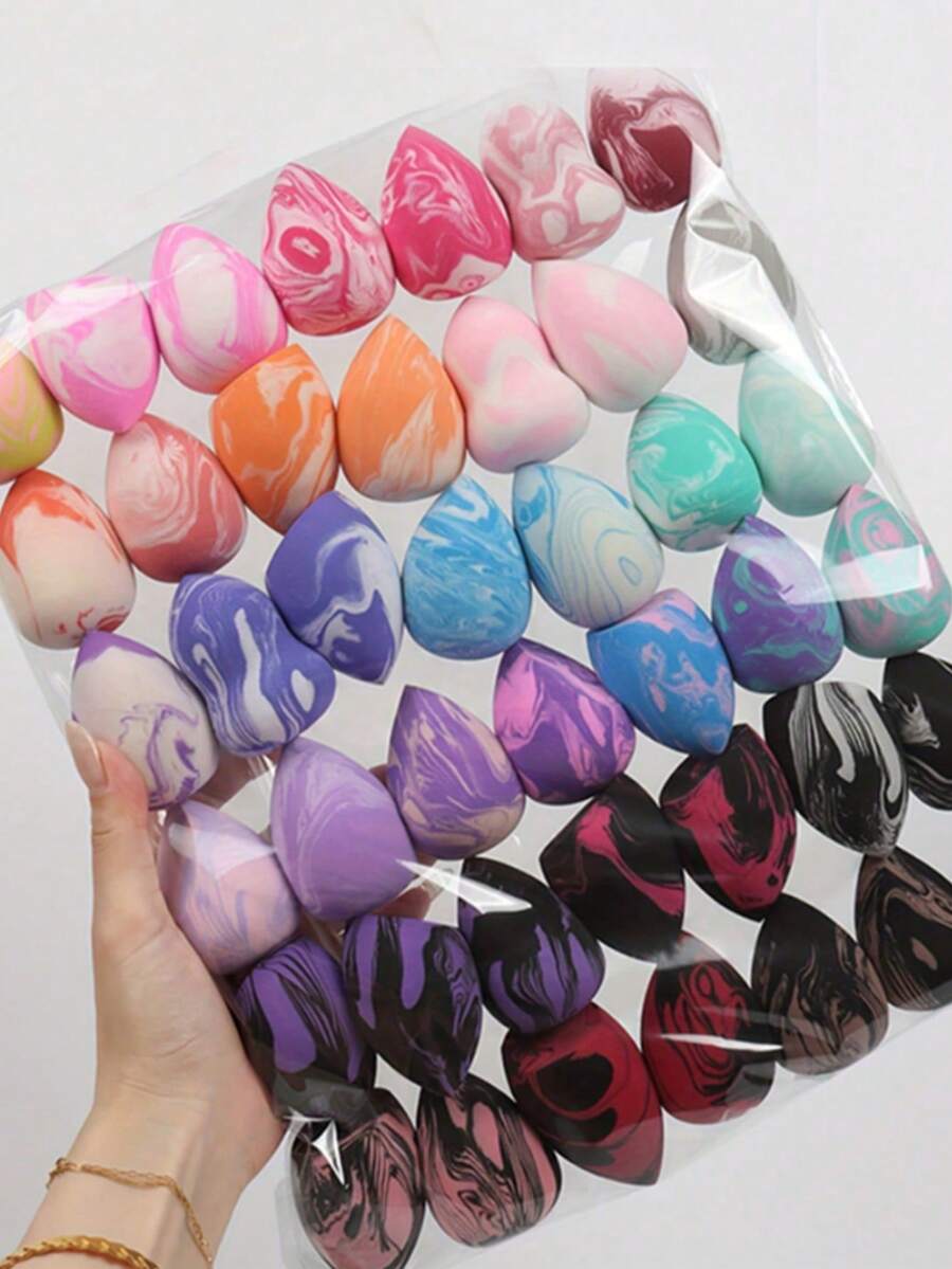 50-1pcs Makeup Sponges, Non-Absorbing Makeup Blenders, Suitable For Loose Powder, Liquid, Cream And Foundation, Latex-Free Dual-Use Makeup Puffs Fit For All Skin Types, Soft & Skin-Friendly, Applicable For Cream & Powder Cosmetics, Wet & Dry Use Foundation