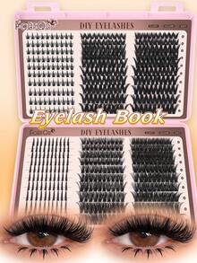 600PCS/172PCS Lash Clusters 5 Styles Mixed Tray, 10-18mm DIY Eyelash Extensions, Cat Eye/ Natural/ Manga Lashes, Fluffy Volume Soft Individual Lashes For Self Application - D - View 4