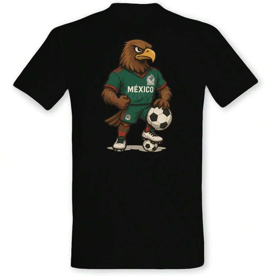 2026 Foreign Trade: Men's And Women's Pure Cotton Short Sleeve T-Shirt With World Cup Mascot Print, Loose Casual Sports Shirt - 黑色 - 查看 1