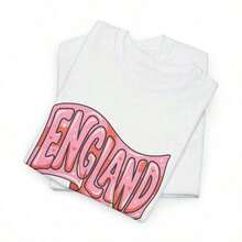 Pink Wavy England Logo T-Shirt |     Retro Script England Tee - Black - View 4