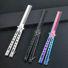 1/2PCS Butterfly Foldable Comb Training Tool Outdoor Competition Toy Portable Durable Design Speed Challenge Game Skill Practice Camping Gear Backpack Essential Non-Slip Grip Compact Travel Accessory Adult Teen Party Activity Toy Birthday Gift Holiday Gift Gift Toy - Multicolor - View 4