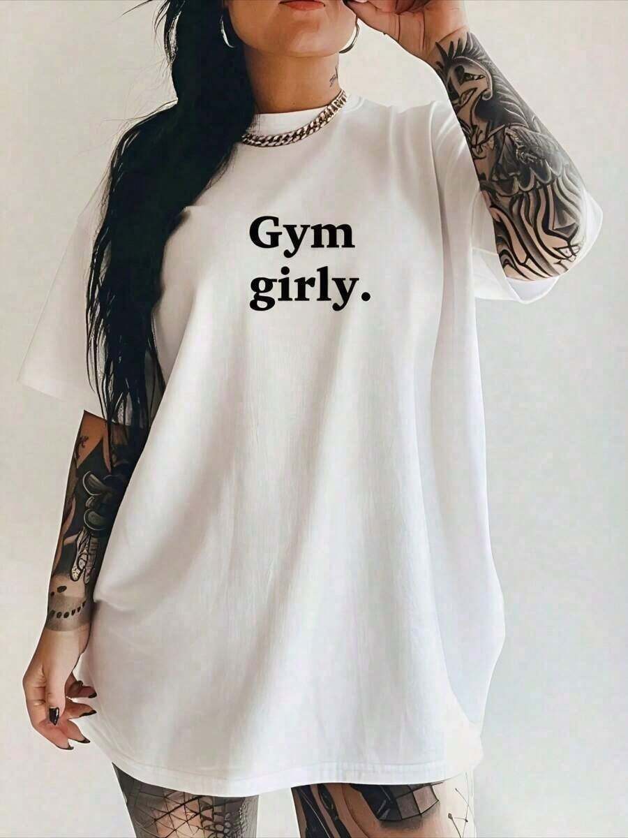 100% Cotton Dynamic T-Shirts For Fitness Girls, Fun Fitness Shirts, Fun Fitness Style, A Must-Have For Fitness Lovers, Stylish Weightlifting Shirts, Exclusive Design For Fitness Girls: Vintage Street Style Cotton T-Shirt, Comfortable And With Unisex Loose Sizes. - 白色 - 查看 1