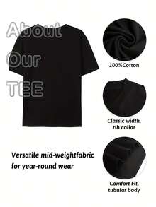 Camiseta de manga corta ligera y transpirable para hombre - Estampado artístico con temática de cachorros, cuello redondo informal, perfecta para viajes, verano y playa, uso diario, elegante camiseta de verano con estampado divertido, tela Y2k, camiseta. - Negro - Ver 3