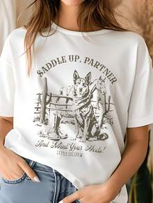 Una camiseta de diseño fácil con un cuello redondo parascua y el día de la madre, cómoda y transpirable, perfectara el uso casual diario, que muestra un estilo l y elegante, una obligación para las fiestas de verano, enviado localmente, con impresión 2D - Blanco - Ver 2