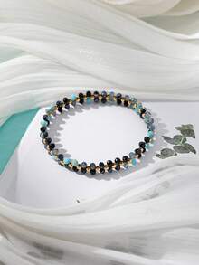 1pc Women's Fashion Minimalist Crystal Elastic Bracelet, Versatile & Suitable For Vacation Wear - Multicolor - View 14