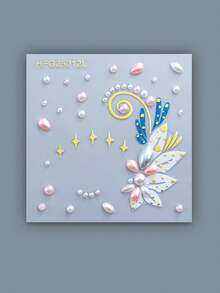 1pc Rhinestone Eye Jewel Sticker - Half Eye Pink & Blue Floral Rhinestone Sticker, Self-Adhesive Face Gems, Suitable For Eye Makeup, Music Festivals, Parties And Outings, Convenient Reusable Decoration To Enhance Eye Makeup,Rhinestone Face Sticker - Multicolor - View 10