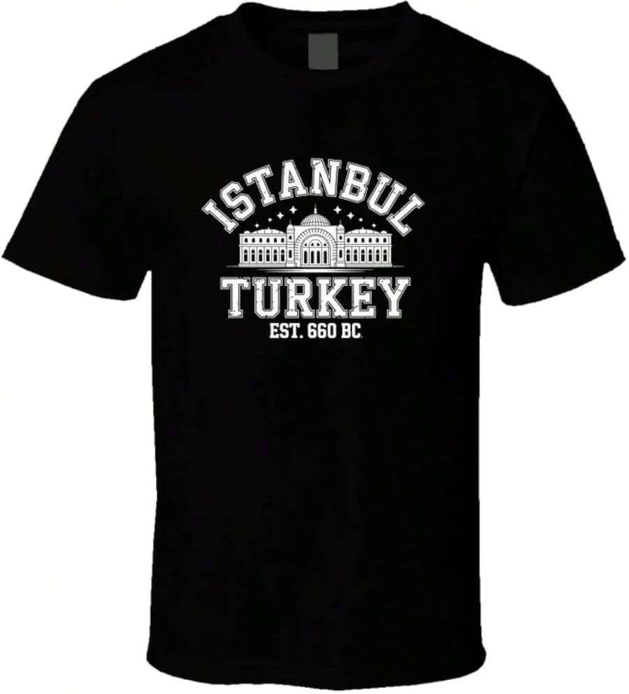 Unisex kortärmad T-shirt, Istanbul Turkiet Est 660 Bc Present T-shirt, , Mjuk bomull, Vardagskläder, T-shirt bomull, sommar, y2k-stil, , fars dag, 2000-talsstil, sommartoppar, Lättvikt, Andningsbart tyg, Utomhusnöjen, Resor & Utflykter, Festivalstil, Mjuk & Lättviktig, Sommarsemester, Vardagskläder - Svart - Visa 1