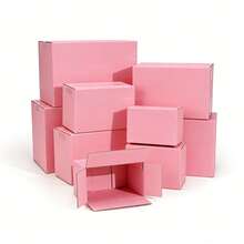 10pcs White/Pink/Black Cardboard Postal Boxes, Corrugated Carton Express Packaging Boxes, Universal Packing Cartons, Small Boxes, Packing Supplies - Pink - View 2
