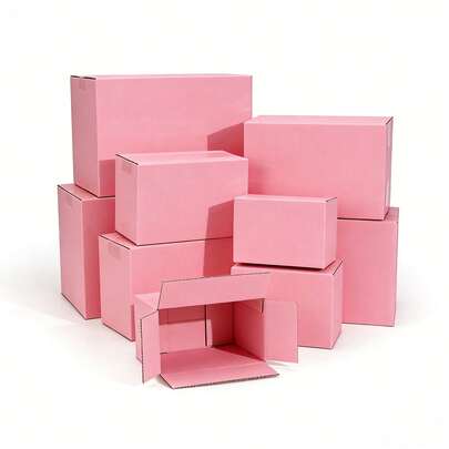 10pcs White/Pink/Black Cardboard Postal Boxes, Corrugated Carton Express Packaging Boxes, Universal Packing Cartons, Small Boxes, Packing Supplies