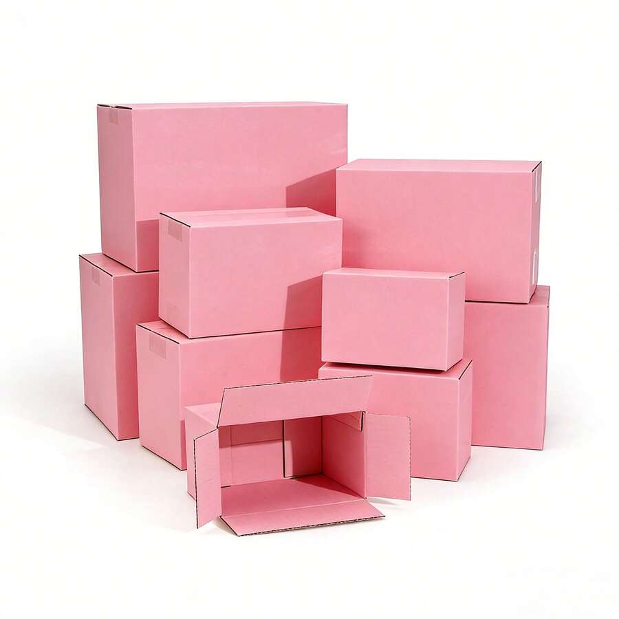 10pcs White/Pink/Black Cardboard Postal Boxes, Corrugated Carton Express Packaging Boxes, Universal Packing Cartons, Small Boxes, Packing Supplies