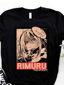 Rimuru Tempest Slime Anime Shirt, Rimuru The Slime Manga Shirt, TenSura, Slime Datta Ken, Japanese Shirt, Unisexblusas para mujer playeras de mujer vestidos casuales para mujer y2k playeras deportivas para mujer verano camisetas ropa de mujer Fashion Perfect For Daily - Negro - Ver 1