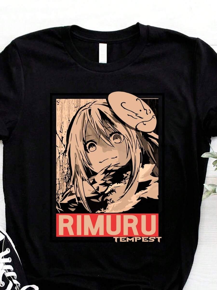 Rimuru Tempest Slime Anime Shirt, Rimuru The Slime Manga Shirt, TenSura, Slime Datta Ken, Japanese Shirt, Unisexblusas para mujer playeras de mujer vestidos casuales para mujer y2k playeras deportivas para mujer verano camisetas ropa de mujer Fashion Perfect For Daily - Negro - Ver 1