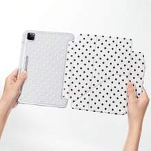 Ốp bảo vệ dạng gập màu trắng chấm bi cho máy tính bảng, có dây đeo, chống sốc, kiểu dáng nữ tính. - trắng - Xem 5