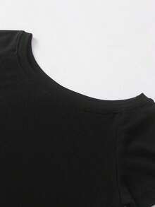 3 piezas Camisetas ajustadas con cuello asimétrico para mujer, tops básicos con cuello asimétrico en negro, blanco, rosa - Multicolor - Ver 5