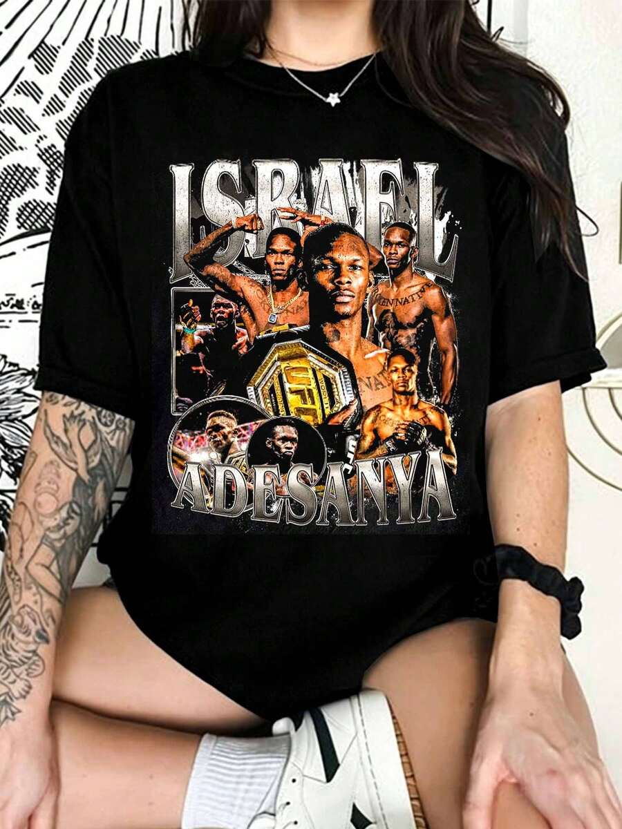 IsraelS Adesanya T-Shirt, High-Quality Print - Fan Of The Last Style Setter, Custom Vintage MMA Design, Adult And Child Sizes - Black - View 1