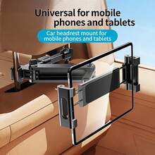Car Headrest Tablet Holder, Backseat Tablet/Phone Mount Bracket, Fits 5.5-11 Inch Devices Compatible With IPad Pro 17 Air 16 14 13 12 Pro Max Plus, Galaxy Tab, Kindle Fire HD, 3 In 1 Extension Arm Adjustable 360° Rotation Backseat Holder, Travel Essential - A - View 2