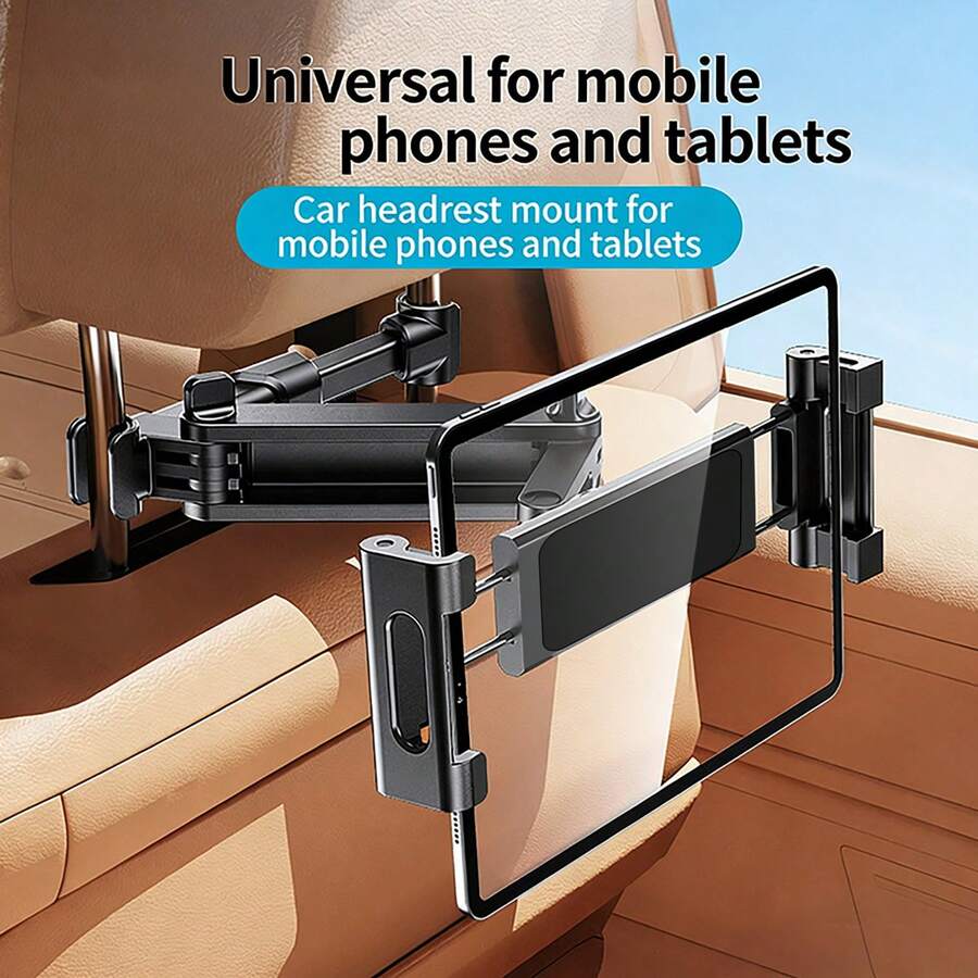 Car Headrest Tablet Holder, Backseat Tablet/Phone Mount Bracket, Fits 5.5-11 Inch Devices Compatible With IPad Pro 17 Air 16 14 13 12 Pro Max Plus, Galaxy Tab, 3 In 1 Extension Arm Adjustable 360° Rotation Backseat Holder, Travel Essential - A - View 1