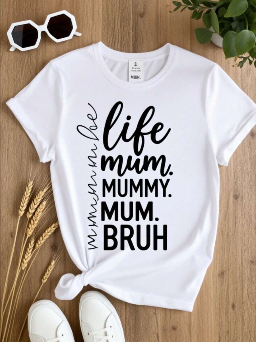 Camiseta de manga corta de cuello redondo blanco de las mujeres, camiseta de verano casual, suave y transpirable, adecuado para casa, vies y - un regalo perfecto para el día de la madre y lascua, con un estilo minimalista y moda de moda