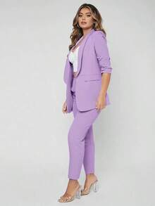 Traje de blazer con cuello de chal y pantalones para otoño/invierno - Lila Púrpura - Ver 5