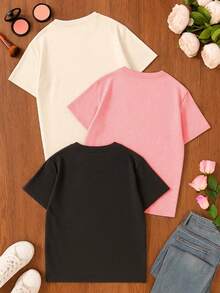 Camiseta casual de mujer con estampado de luna y cuello redondo de una sola pieza - Albaricoque - Ver 2